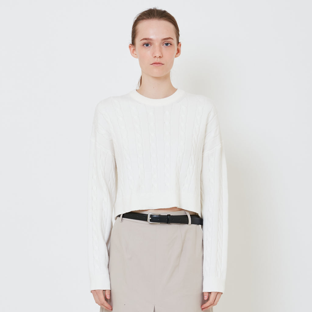 Women Cable Knit Sweater - Off White - SW2411195A