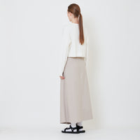 Women Pleated Maxi Skirt with Belt - Light Grey - SW2411201A