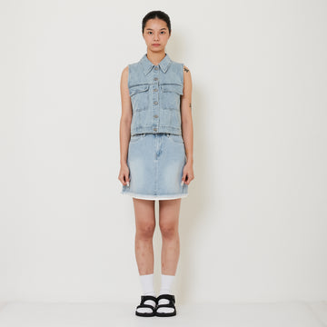 Women Denim Skirt - Light Blue - SW2411206A