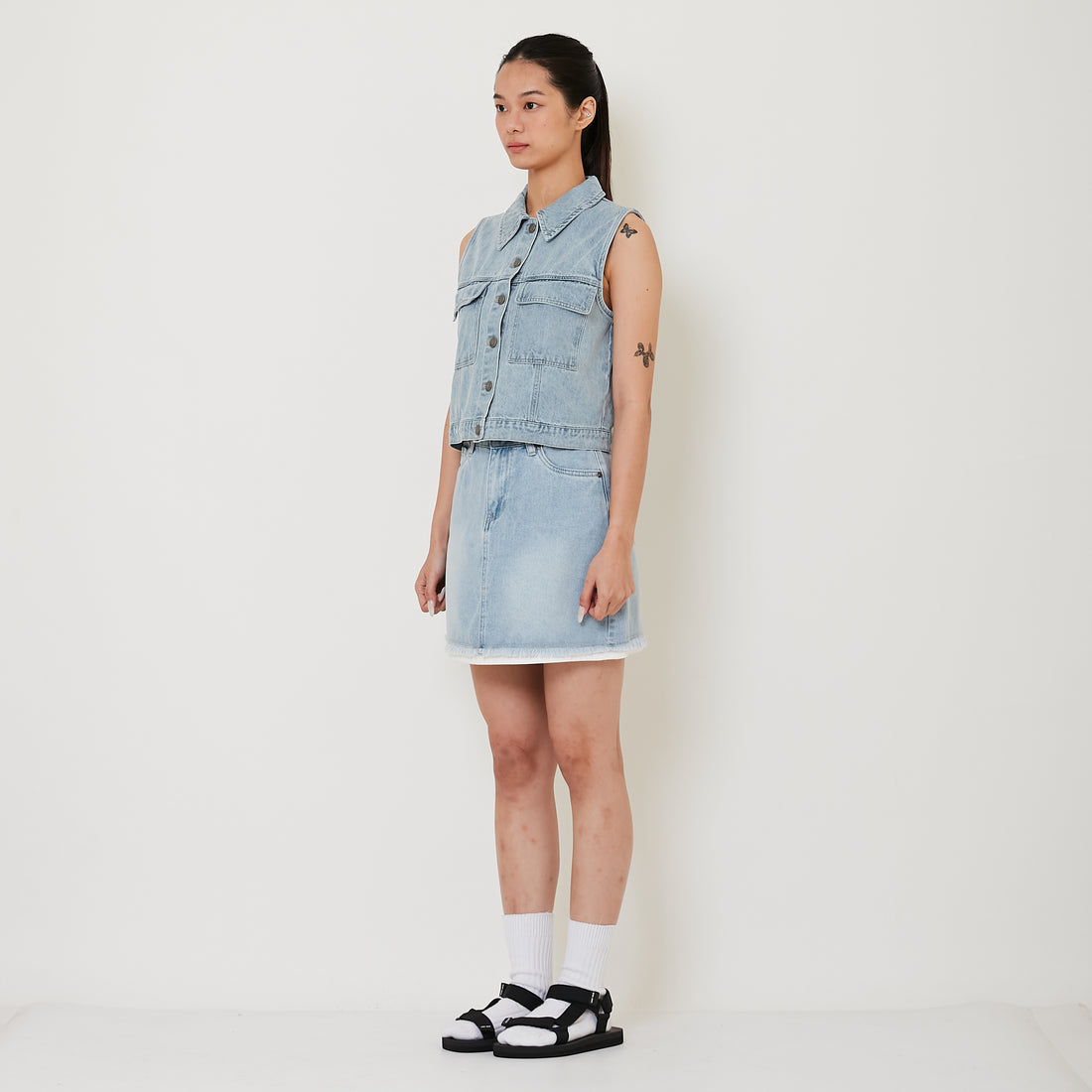 Women Denim Skirt - Light Blue - SW2411206A