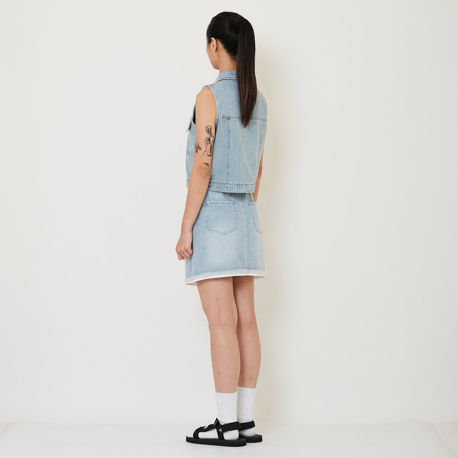 Women Denim Skirt - Light Blue - SW2411206A