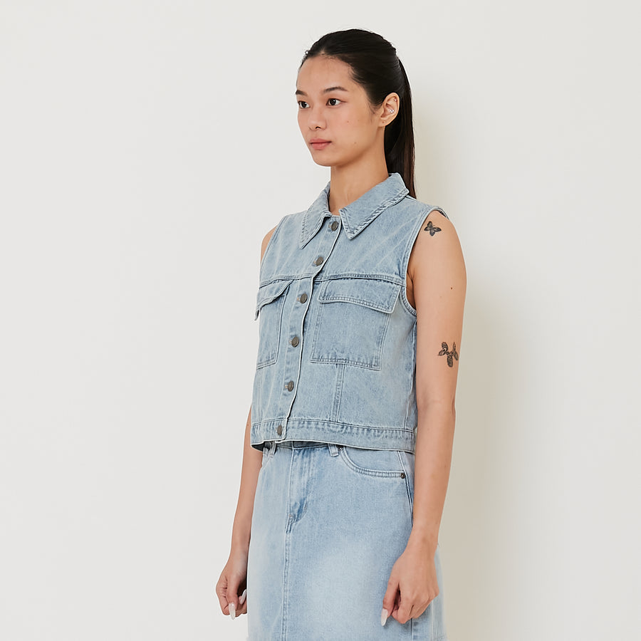 Women Denim Vest - Light Blue - SW2411207A