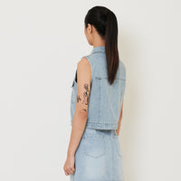 Women Denim Vest - Light Blue - SW2411207A