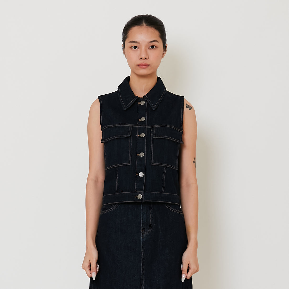 Women Denim Vest - Navy - SW2411207B