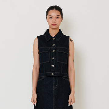 Women Denim Vest - Navy - SW2411207B