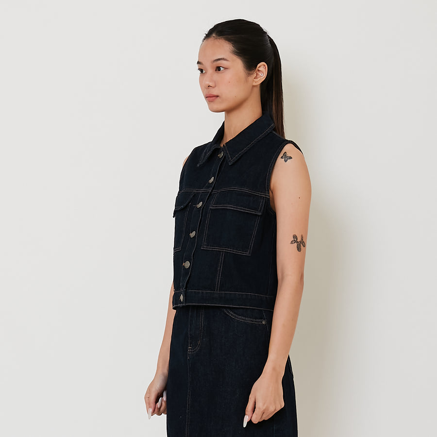 Women Denim Vest - Navy - SW2411207B