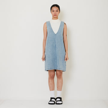 Women V-neck Denim Dress - Light Blue - SW2411208A