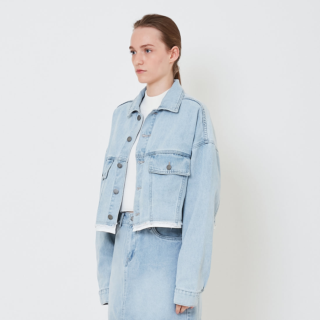 Women Denim Jacket - Light Blue - SW2411209A