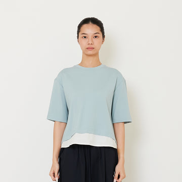 Women Oversized Combined Top - Sky Blue - SW2412217B