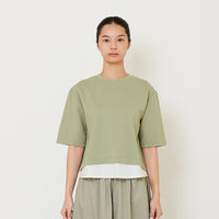 Women Oversized Combined Top - Green - SW2412217C