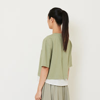 Women Oversized Combined Top - Green - SW2412217C