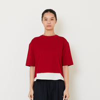 Women Oversized Combined Top - Dark Red - SW2412217D