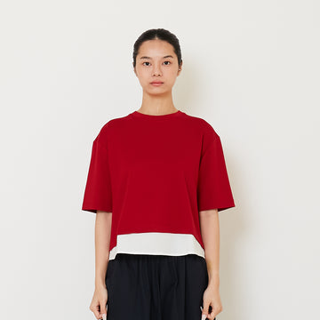 Women Oversized Combined Top - Dark Red - SW2412217D