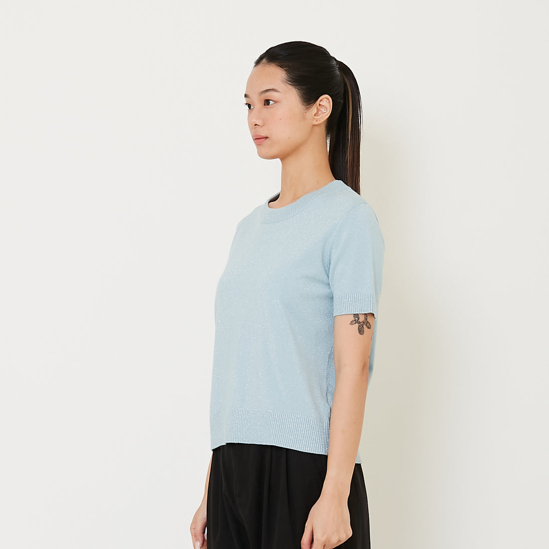 Women Knit Top - Sky Blue - SW2412222B