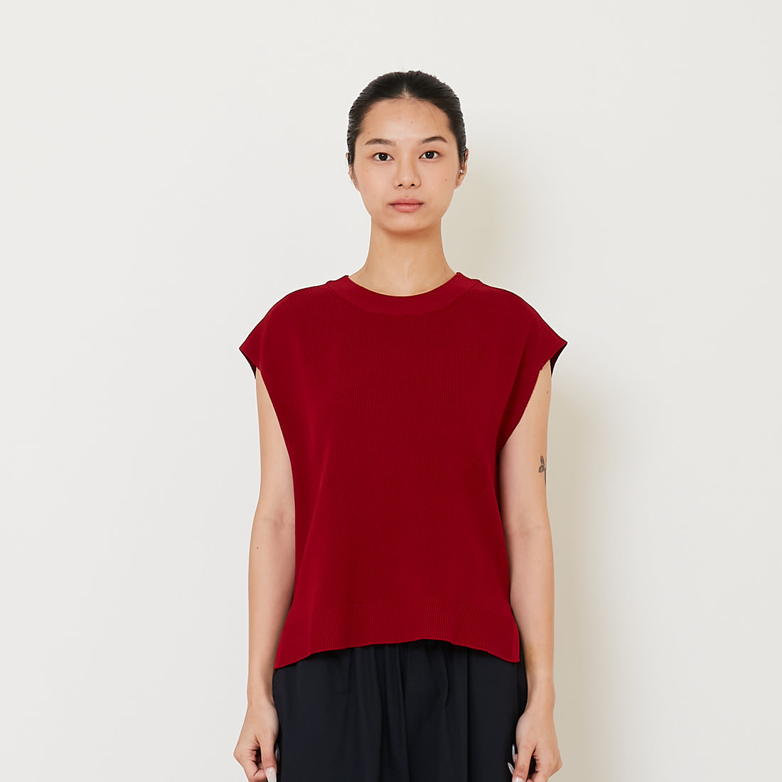 Women Knit Top - Dark Red - SW2412223C