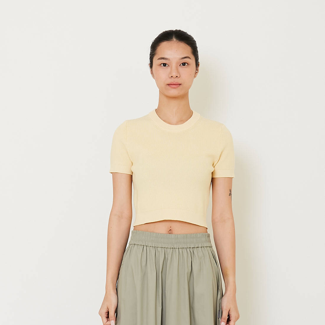 Women Knit Top - Light Yellow - SW2412225B