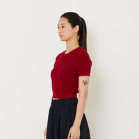 Women Knit Top - Dark Red - SW2412225D