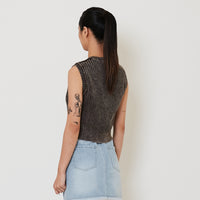 Women Faded Effect Cable Knit Top - Black - SW2412226B