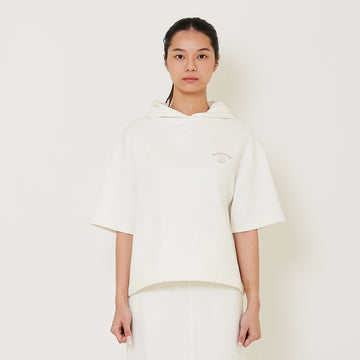 Women Embroidery Boxy Hoodie - Off White - SW2412229A