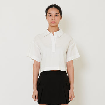 Women Boxy Polo Top - Off White - SW2412234A