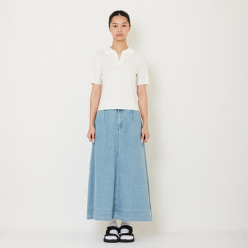 Women Denim Midi Skirt - Light Blue - SW2412236A