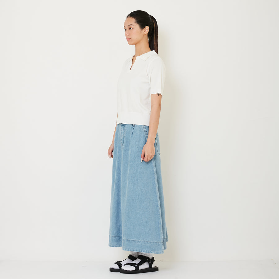 Women Denim Midi Skirt - Light Blue - SW2412236A