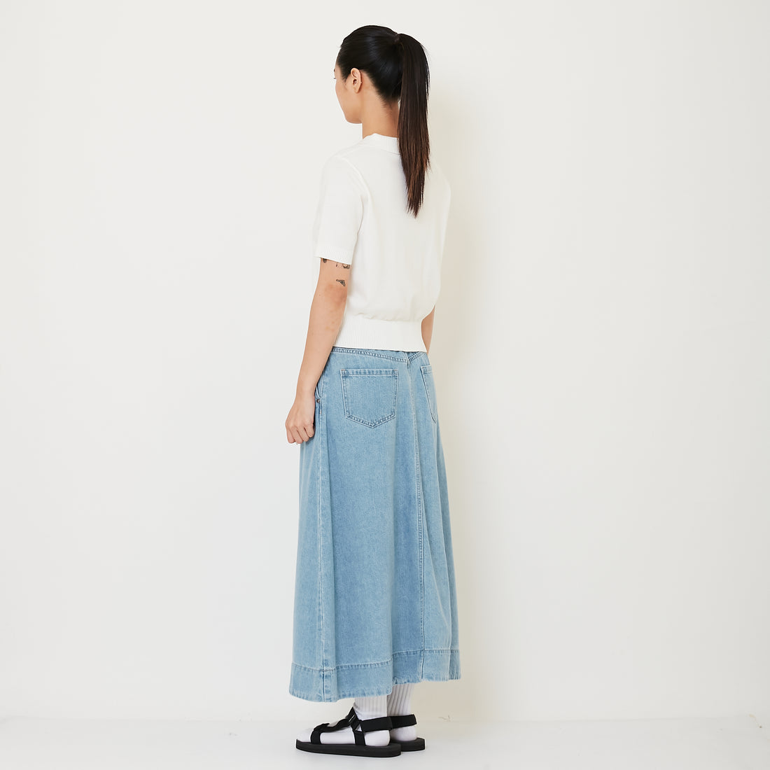 Women Denim Midi Skirt - Light Blue - SW2412236A