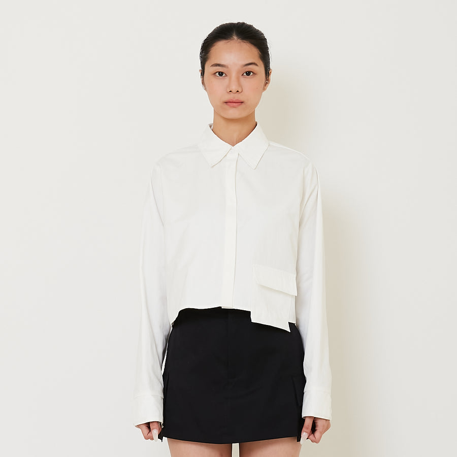 Women Cropped Shirt - Off White - SW2412239A