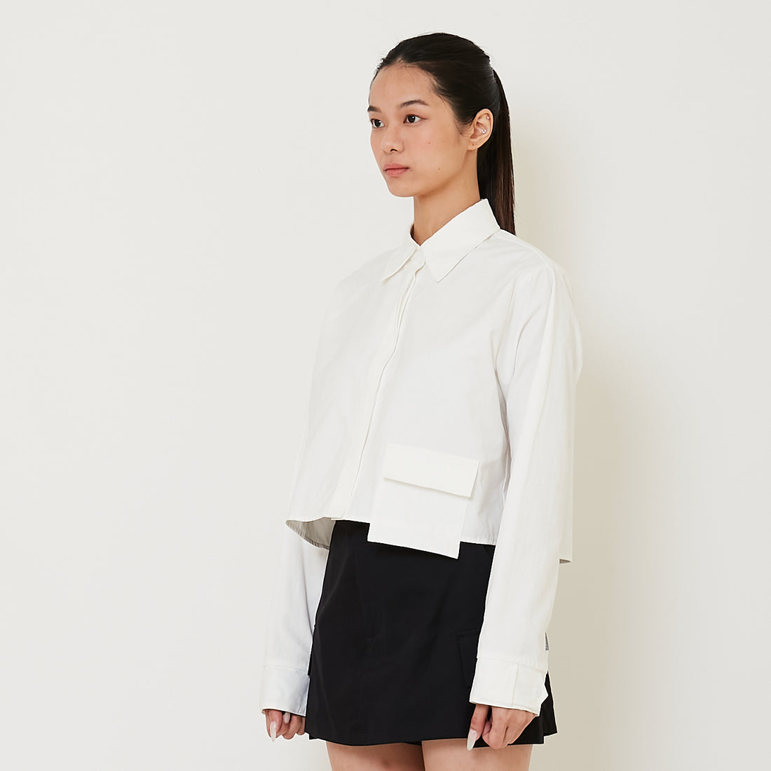 Women Cropped Shirt - Off White - SW2412239A