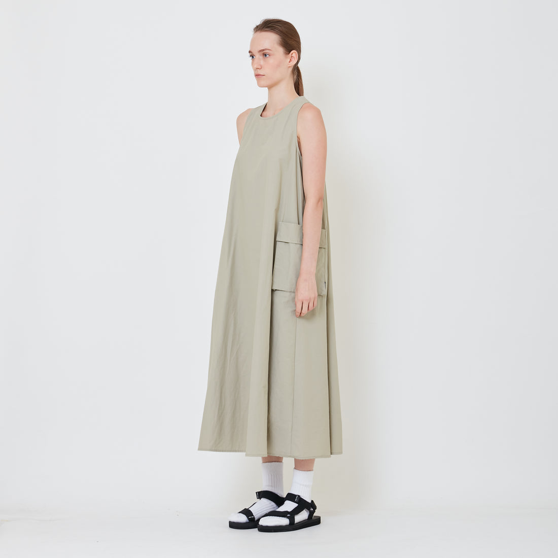 Women Nylon Cargo Dress - Green - SW2412242B