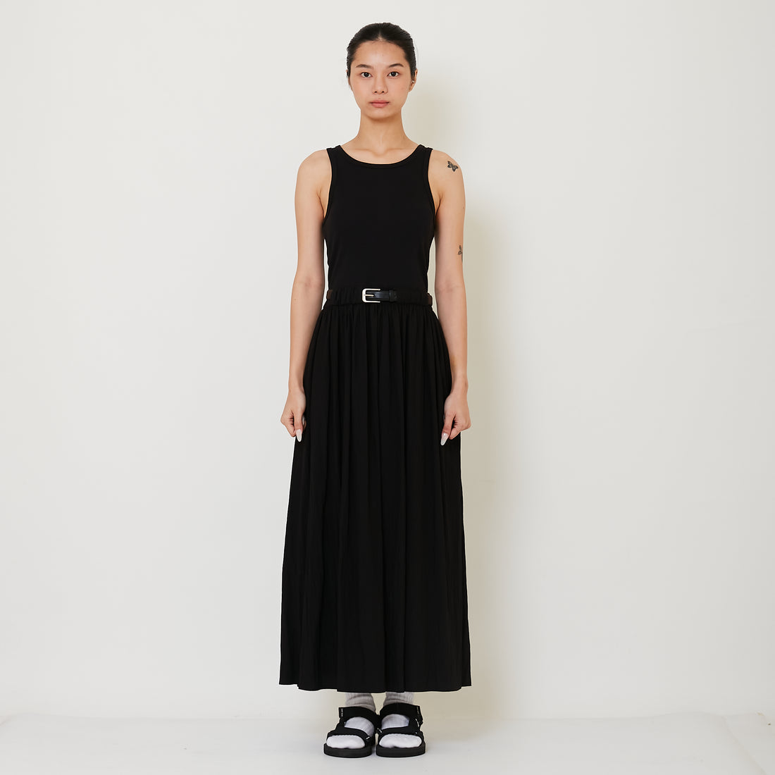 Women Combined Maxi Dress - Black - SW2412243B