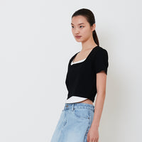 Women 2 in 1 Cropped Top - Black - SW2501006D