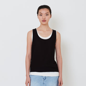 Women 2 in 1 Sleeveless Knit Top - Black - SW2501011B