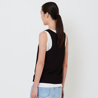 Women 2 in 1 Sleeveless Knit Top - Black - SW2501011B