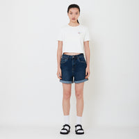 Women Stretch Denim Shorts - Navy - SW2501017C