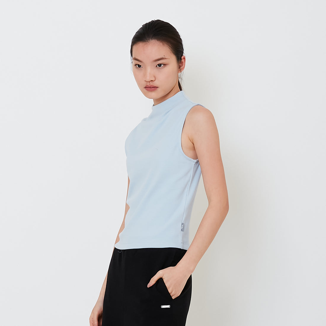 Women Mock Neck Top - Light Blue - SW2502031C