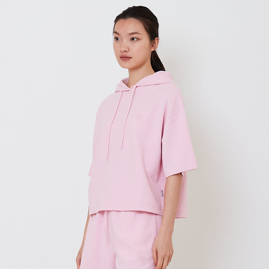 Women Embroidery Terry Hoodie - Pink - SW2502036B