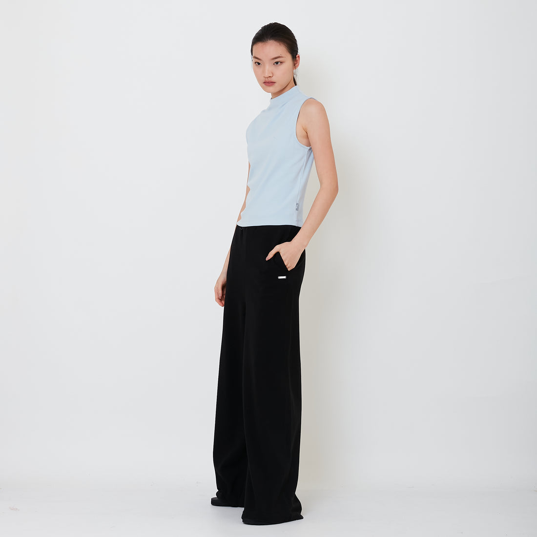 Women Combined Terry Pants - Black - SW2502038B