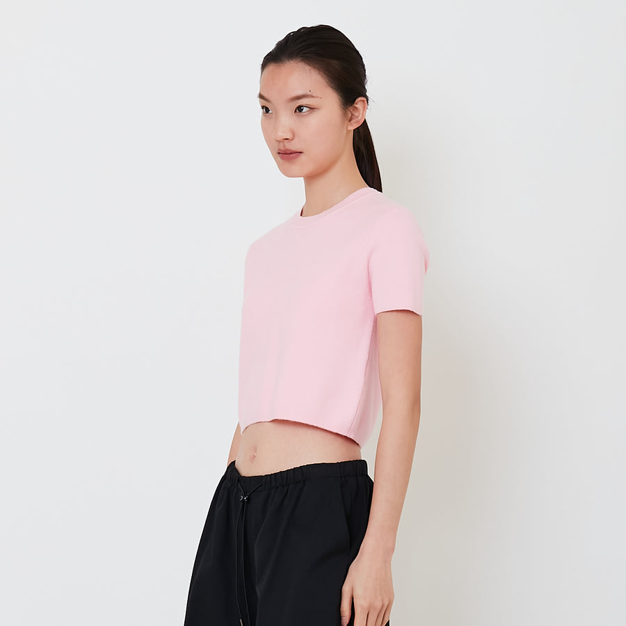 Women Knit Cropped Top - Pink - SW2502040B