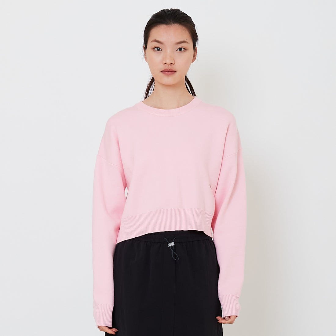 Women Oversized Cropped Sweater - Pink - SW2502042A