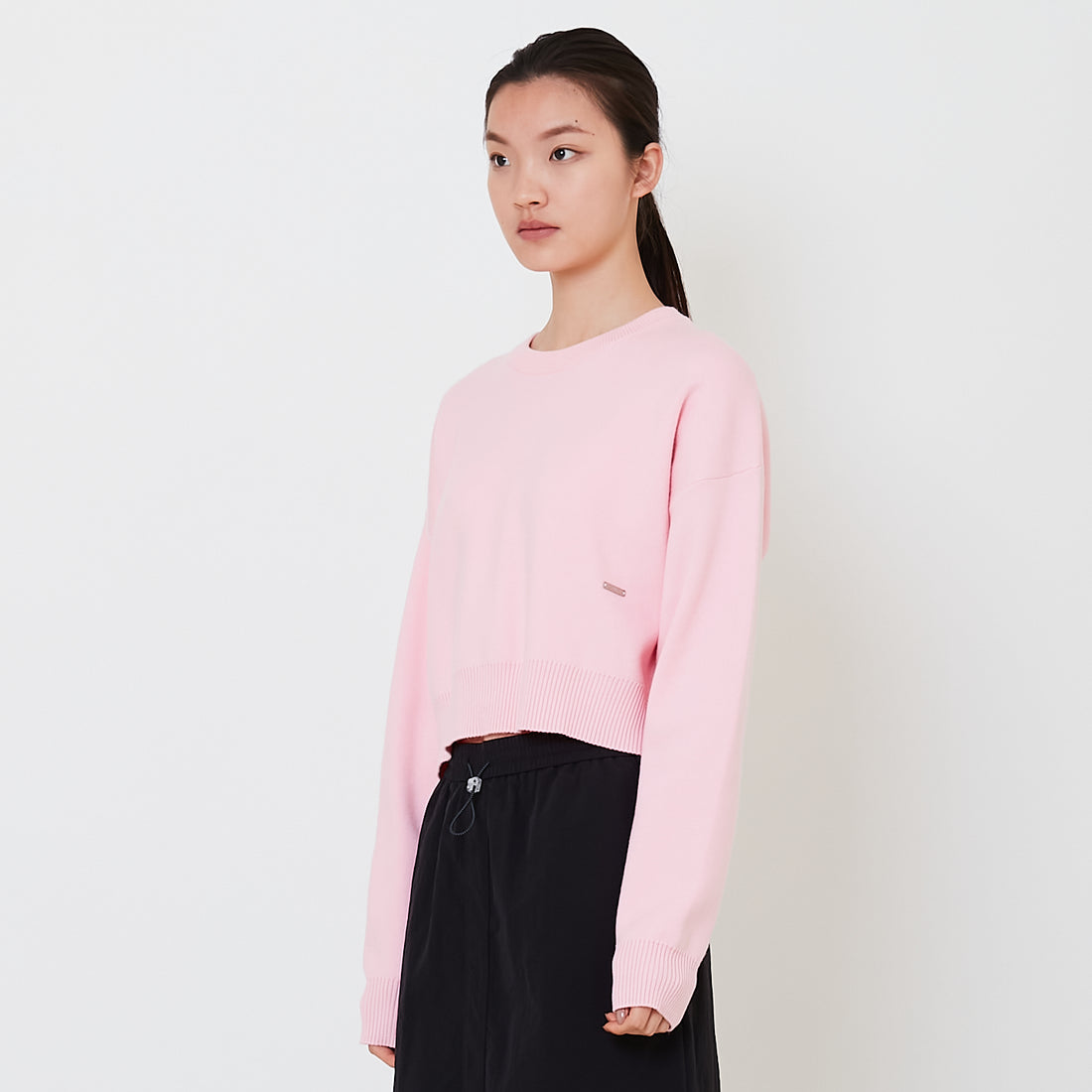 Women Oversized Cropped Sweater - Pink - SW2502042A