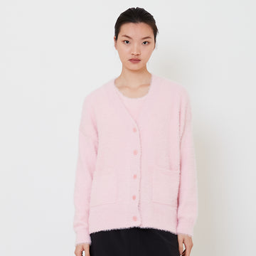 Women Fluffy Knit Cardigan - Pink - SW2502043A