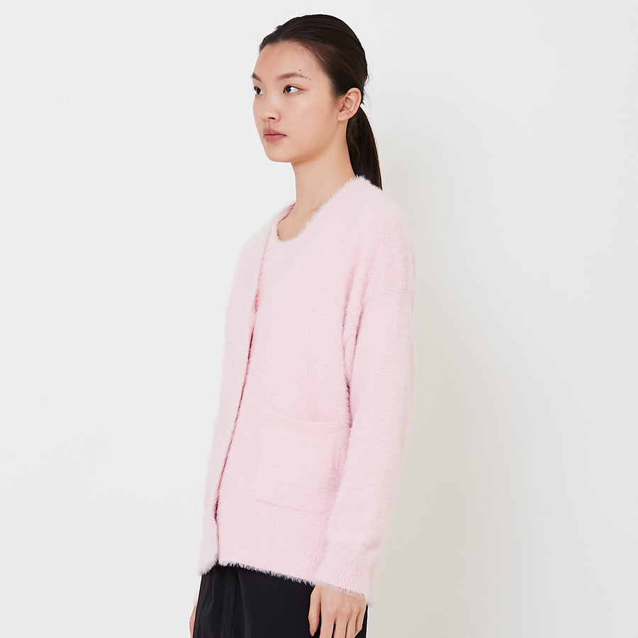 Women Fluffy Knit Cardigan - Pink - SW2502043A