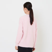 Women Fluffy Knit Cardigan - Pink - SW2502043A