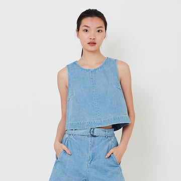 Women Denim Cropped Top - Light Blue - SW2502048A