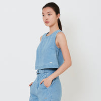 Women Denim Cropped Top - Light Blue - SW2502048A