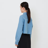 Women Denim Cropped Shirt - Light Blue - SW2502050B