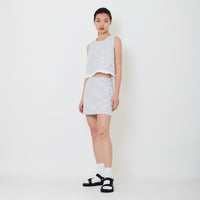 Women Tweed Skort - Light Blue - SW2502053A