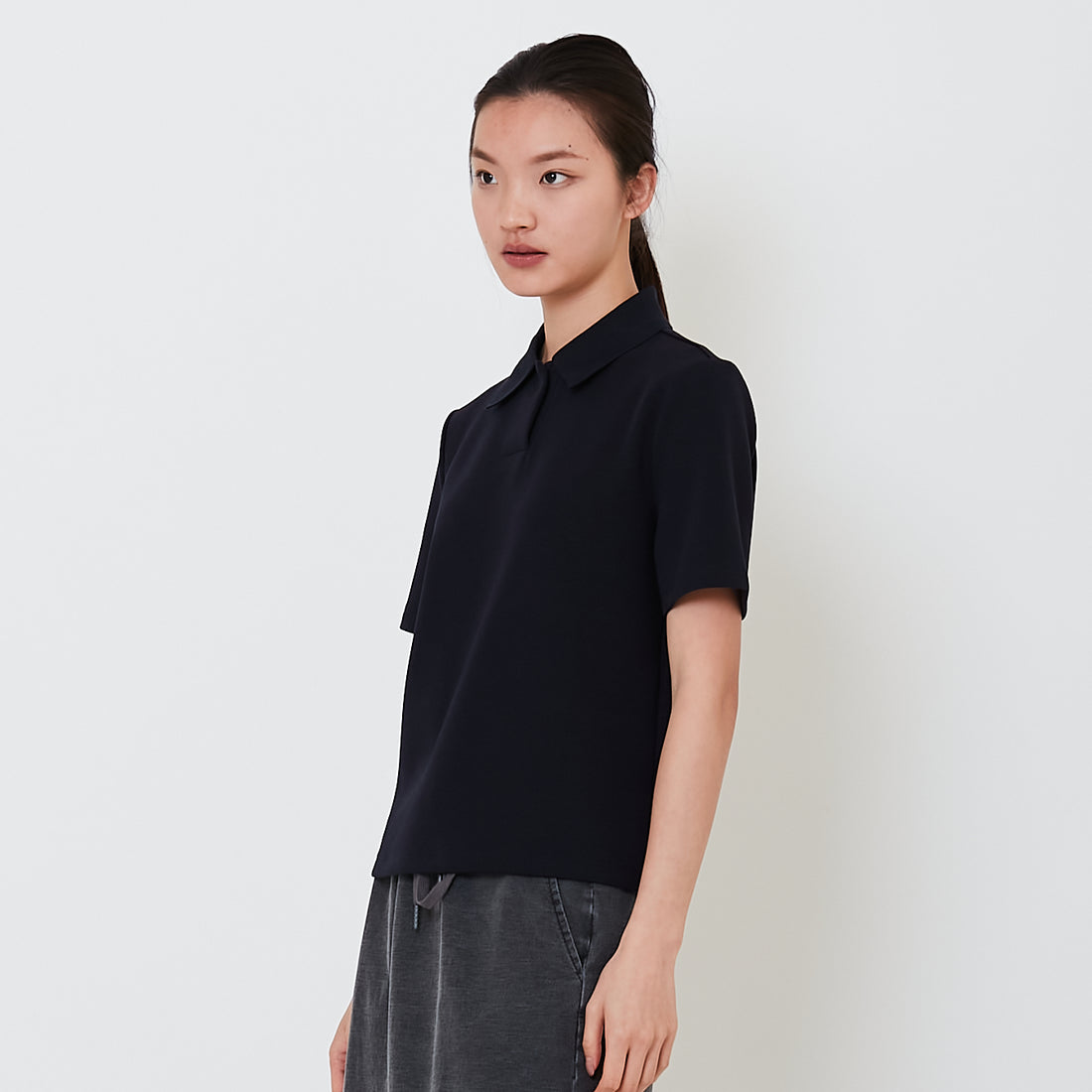 Women Neoprene Polo Top - Navy - SW2503058C