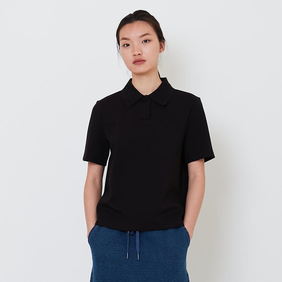 Women Neoprene Polo Top - Black - SW2503058D